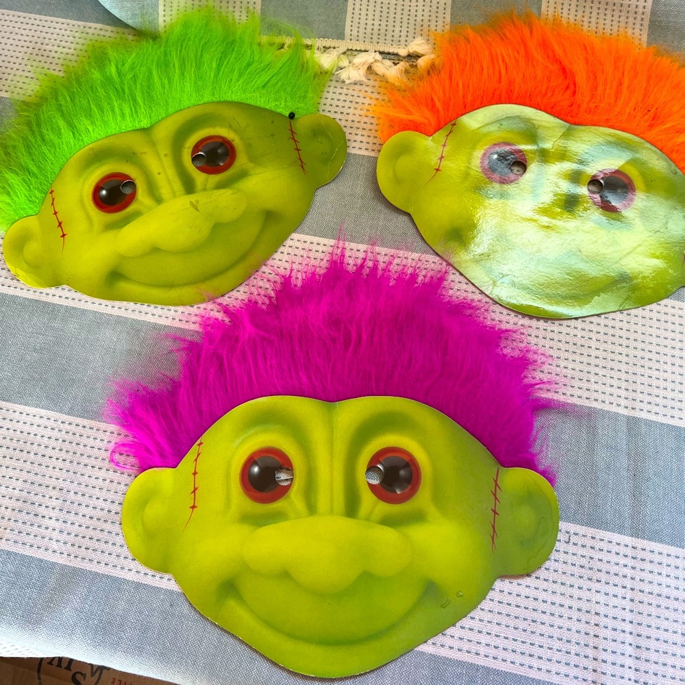 Set of 3 vintage 90s Troll masks
